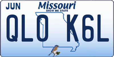 MO license plate QL0K6L