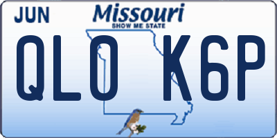 MO license plate QL0K6P
