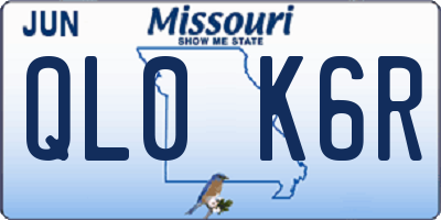 MO license plate QL0K6R