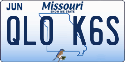 MO license plate QL0K6S