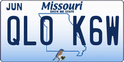 MO license plate QL0K6W