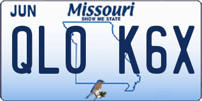 MO license plate QL0K6X