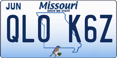 MO license plate QL0K6Z