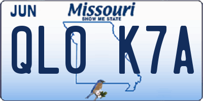 MO license plate QL0K7A