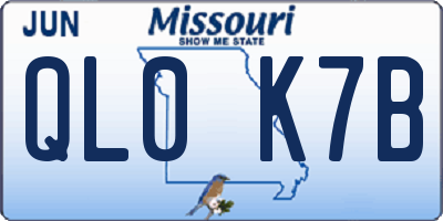 MO license plate QL0K7B