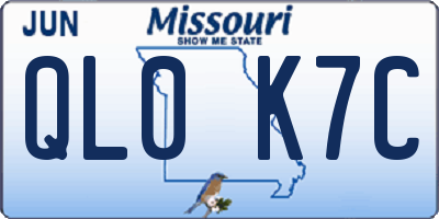 MO license plate QL0K7C