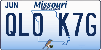 MO license plate QL0K7G