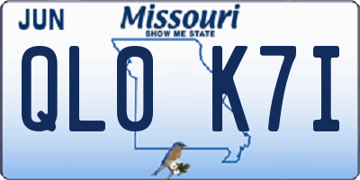 MO license plate QL0K7I