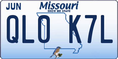 MO license plate QL0K7L