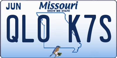 MO license plate QL0K7S