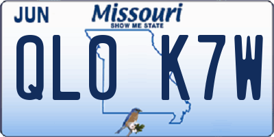 MO license plate QL0K7W
