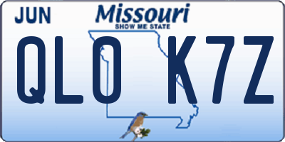 MO license plate QL0K7Z