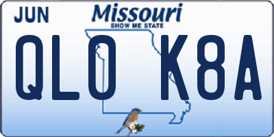 MO license plate QL0K8A