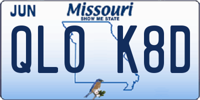 MO license plate QL0K8D