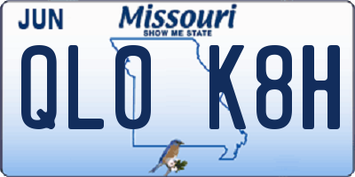 MO license plate QL0K8H