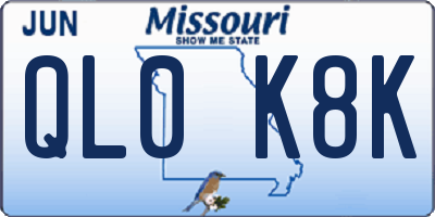 MO license plate QL0K8K
