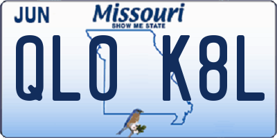MO license plate QL0K8L
