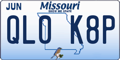 MO license plate QL0K8P