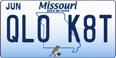 MO license plate QL0K8T