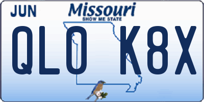 MO license plate QL0K8X