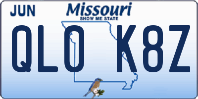 MO license plate QL0K8Z