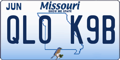 MO license plate QL0K9B