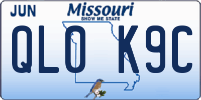 MO license plate QL0K9C
