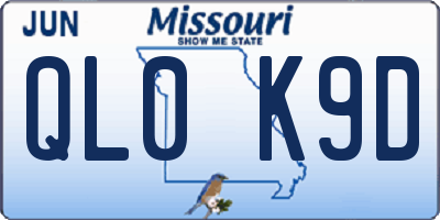 MO license plate QL0K9D