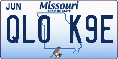 MO license plate QL0K9E