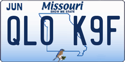 MO license plate QL0K9F