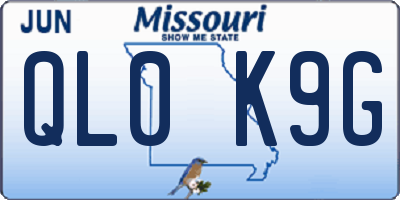 MO license plate QL0K9G