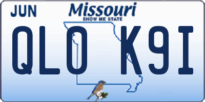 MO license plate QL0K9I