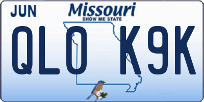 MO license plate QL0K9K