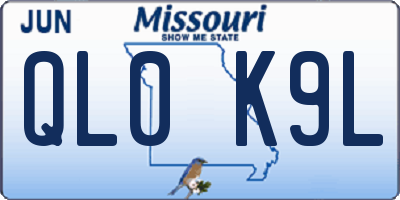 MO license plate QL0K9L