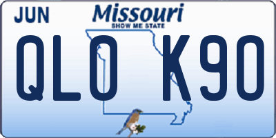MO license plate QL0K9O