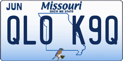 MO license plate QL0K9Q