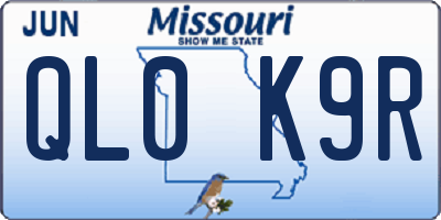 MO license plate QL0K9R