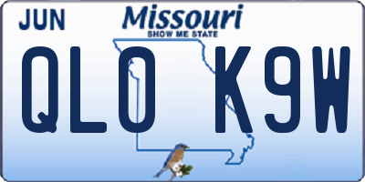 MO license plate QL0K9W