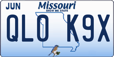 MO license plate QL0K9X
