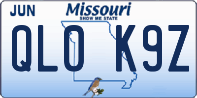 MO license plate QL0K9Z
