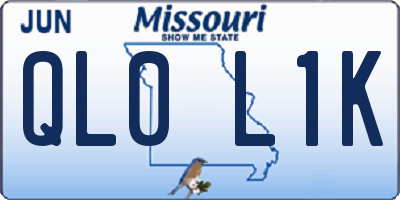 MO license plate QL0L1K