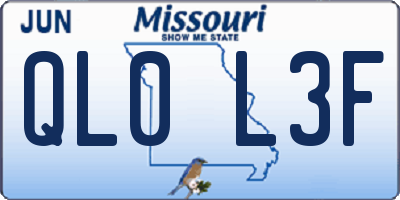 MO license plate QL0L3F