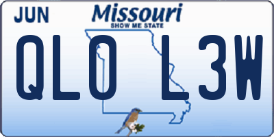 MO license plate QL0L3W