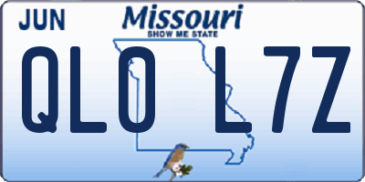 MO license plate QL0L7Z