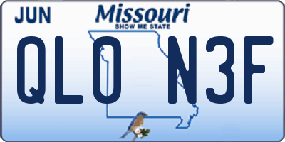 MO license plate QL0N3F