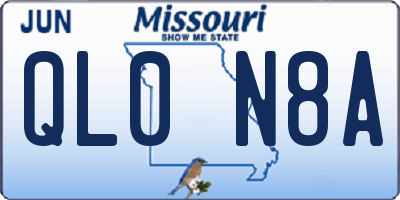 MO license plate QL0N8A