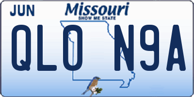 MO license plate QL0N9A