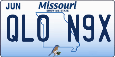 MO license plate QL0N9X