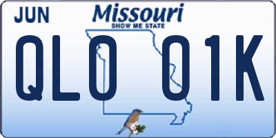 MO license plate QL0O1K