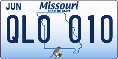 MO license plate QL0O1O